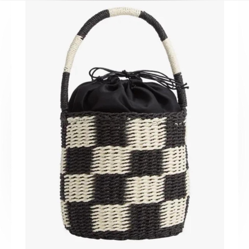 Black and White Woven Tote Bag